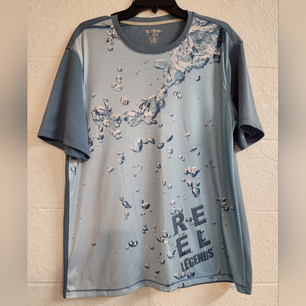 Reel Legends. Sz Large Mens Freeline Performance Shirt Short Sleeve Fishing Blue